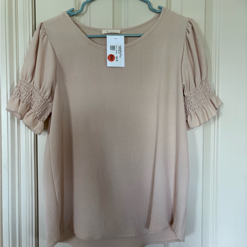 Beige Puff Sleeve Top